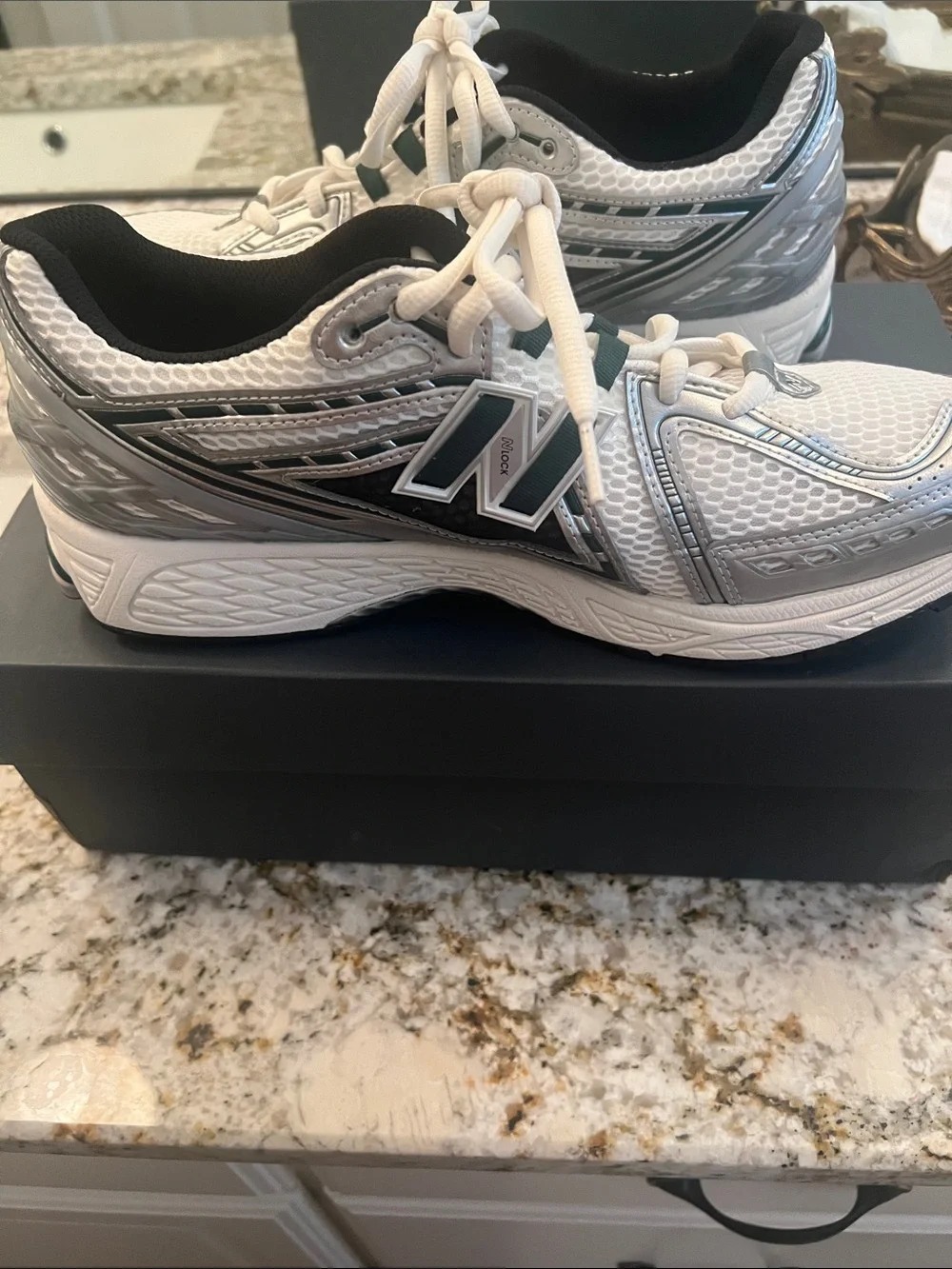 New Balance Kids White & Silver Mesh Running Sneakers
